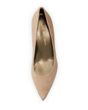 Poco Suede Kitten-Heel Pump, Cashew