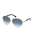 Crystal-Temple Aviator Sunglasses
