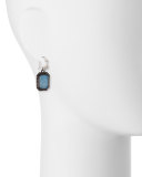 New World Emerald-Cut Blue Quartz Triplet Earrings with Diamonds