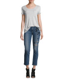 Jacqueline Star-Appliqué Cropped Straight-Leg Jeans, Jupiter Embellished