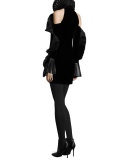 Priscilla Ruffled Velvet Dress, Black
