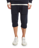 Textured-Knit Cropped Sweatpants, Dark Ink