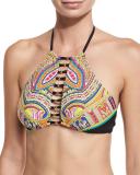 Nepal High-Neck Halter Swim Top