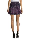 Zigzag Fit-&-Flare Miniskirt, Ink