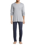 Men's Night & Day Long-Sleeve Pajama Set, Gray/Navy