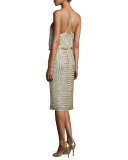 Samala Silk Embroidered Blouson Dress, Canvas White/Gold