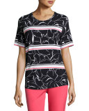 Relief-Print Round-Neck Tee, Fantasy