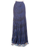 High-Waist Mixed-Print Maxi Skirt, Snuffbox/Blue