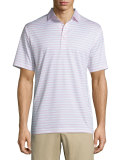Charley Striped Lisle-Knit Polo Shirt, White