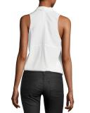 Robi Sleeveless Crepe Top, Ivory