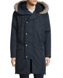 Micro-Fleece Hooded Parka Jacket w/Fur Trim, Coastal