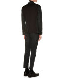 Tonal-Check Two-Button Wool Jacket, Charcoal