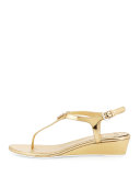 Patent Demi-Wedge Thong Sandal, Platino
