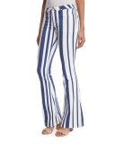 Mia Striped Flare-Leg Jeans, Navy/Multi