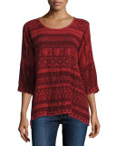 Embroidered Georgette Drop-Shoulder Blouse