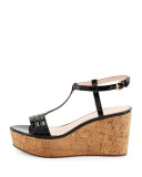 tallin patent platform sandal, black