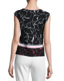 Relief Floral-Print Knit Tank, Fantasy