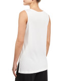 Scoop-Neck Cotton Interlock Tunic/Tank, White 