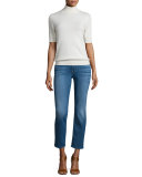 Broken Twill Tide Wash Crop & Roll Jeans 