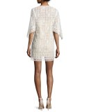 Tati Geometric Lace Mini Dress, Off White