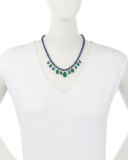 Blue Sapphire Rondelle & Emerald Briolette Necklace