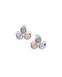 Paisley Moonstone Button Earrings in 18K White Gold
