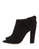 Dylan Bow Peep-Toe Bootie, Black