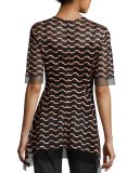 Wavy-Illusion Half-Sleeve Top