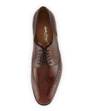 Nilsson Tramezza Calfskin Wing-Tip Brogued Oxford, Brown
