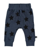 Sammy Star-Print Track Pants, Blue, Size 12-24 Months