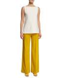 Sleeveless Bateau-Neck Tunic, Ivory