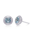 Aquamarine & Diamond Stud Earrings