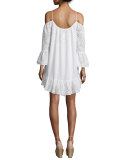 Off-The-Shoulder Eyelet Dress, White