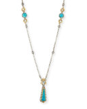 Carved Blue Chrysocolla Y-Drop Necklace
