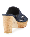 Draft Denim Platform Slide Sandal, Navy