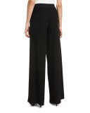 Reese Wide-Leg Zip-Pocket Pants, Black
