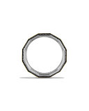 Faceted Metal Band Ring with Pave Diamonds