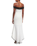 Off-The-Shoulder Two-Tone Gown, Whip Cream