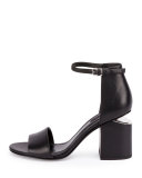 Abby Tilt-Heel Leather d'Orsay Sandal, Black