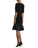 Embellished Crepe & Taffeta Cocktail Dress, Black