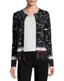 Relief Floral-Print Knit Cardigan, Fantasy