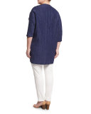 Fervore Crinkled Long Jacket, Plus Size
