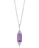 Empire Elongated Amethyst Pendant Necklace with Diamonds