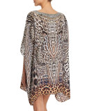 Printed Embellished Short Caftan Coverup, The Mighty