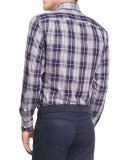 Yorkshire Plaid Sport Shirt, Navy/Pink