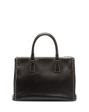 City Calf Double-Zip Executive Tote Bag, Black/White (Nero/Bianco)