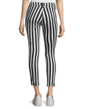 Benton Bengal Stripe Capri Jeans, Black/White