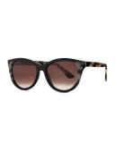 Flattery Cat-Eye Sunglasses, Black Leopard