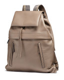 Calfskin Backpack w/Monili Straps, Light Grey