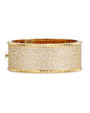 Rock and Diamond Wide 18K Yellow Gold Bangle Bracelet